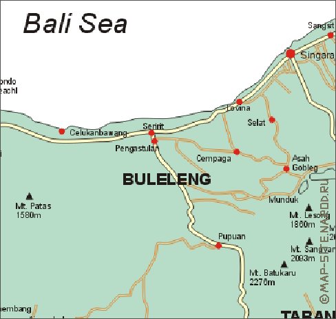 carte de Bali en anglais