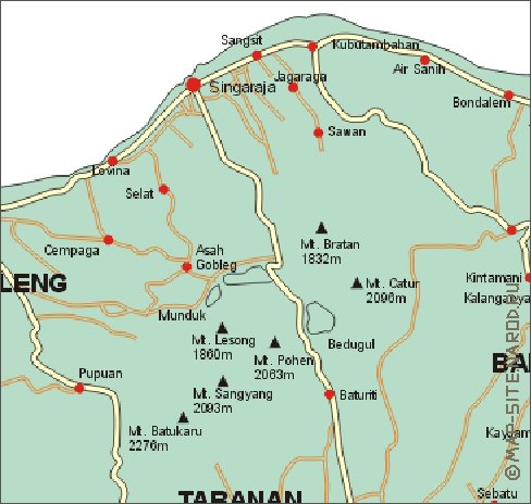 carte de Bali en anglais