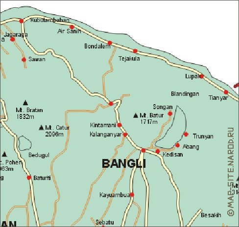 carte de Bali en anglais