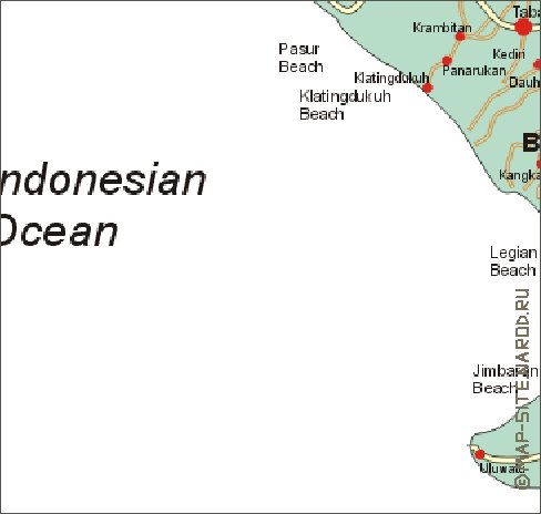 carte de Bali en anglais