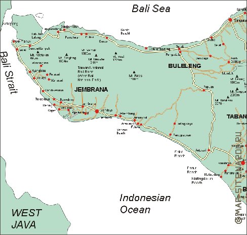 carte de Bali en anglais