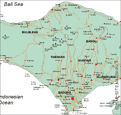 carte de Bali en anglais