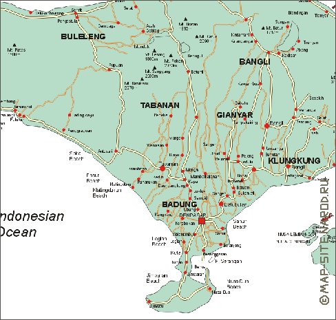 carte de Bali en anglais