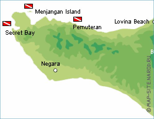 Fisica mapa de Bali em ingles