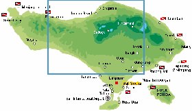 Physique carte de Bali en anglais