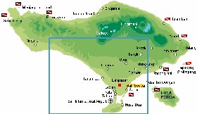 Fisica mapa de Bali em ingles