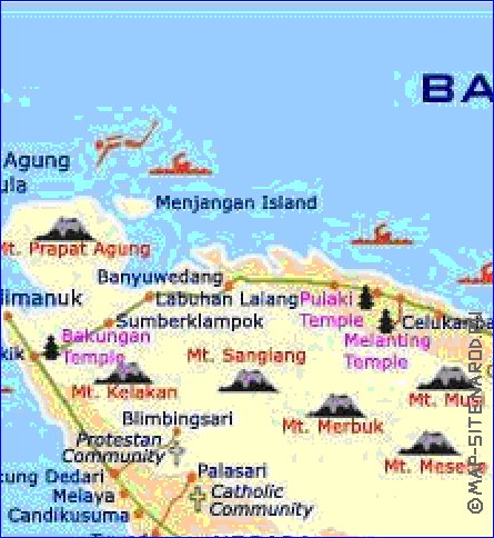 Touristique carte de Bali