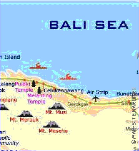 Touristique carte de Bali