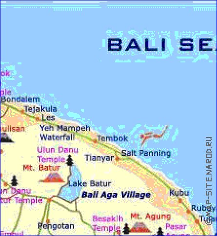 Touristique carte de Bali