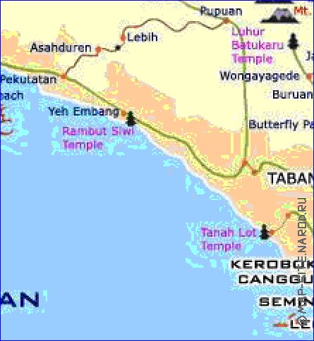 Touristique carte de Bali