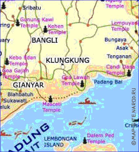 Touristique carte de Bali