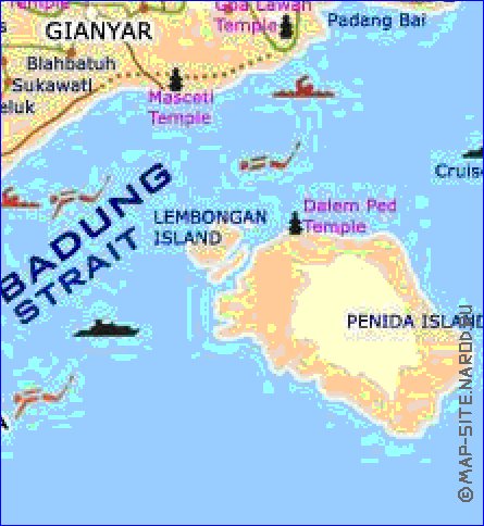 Touristique carte de Bali