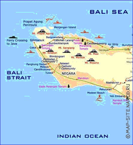 Touristique carte de Bali