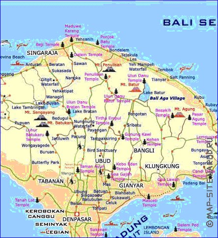 Turismo mapa de Bali