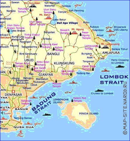 Touristique carte de Bali