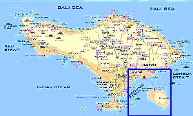 Touristique carte de Bali