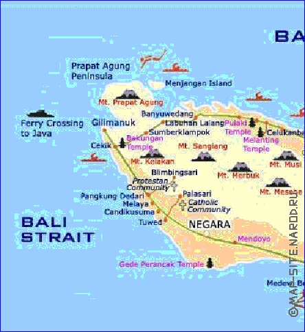 Touristique carte de Bali