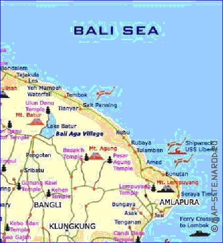 Touristique carte de Bali