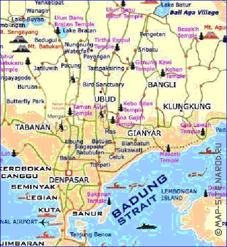 Turismo mapa de Bali