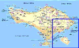 Touristique carte de Bali