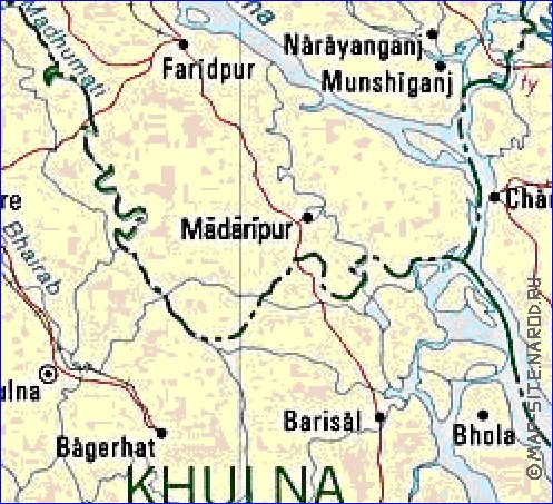 Administrativa mapa de Bangladesh