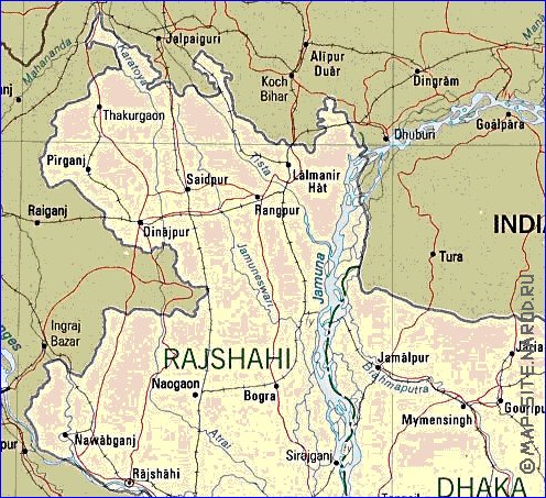 Administrativa mapa de Bangladesh