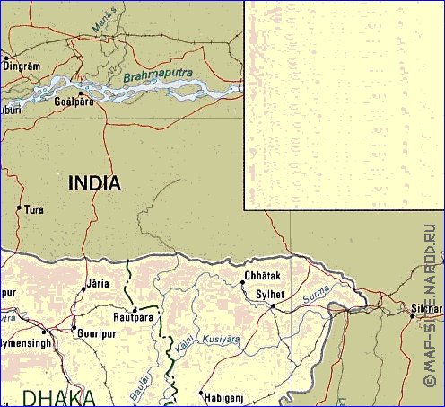 Administrativa mapa de Bangladesh