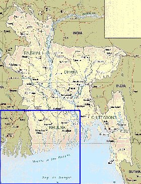 Administrativa mapa de Bangladesh