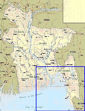 Administrativa mapa de Bangladesh