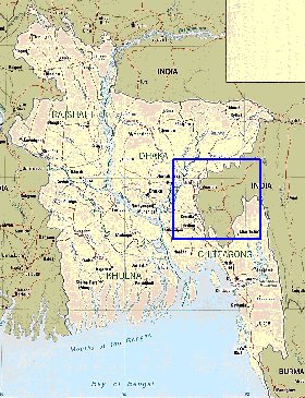 Administrativa mapa de Bangladesh