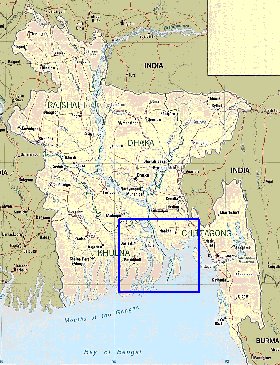 Administrativa mapa de Bangladesh