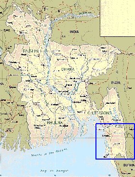 Administrativa mapa de Bangladesh