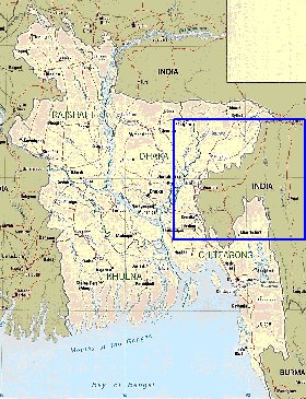 Administrativa mapa de Bangladesh