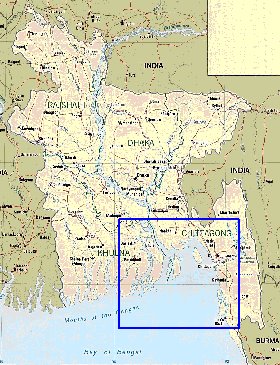 Administrativa mapa de Bangladesh