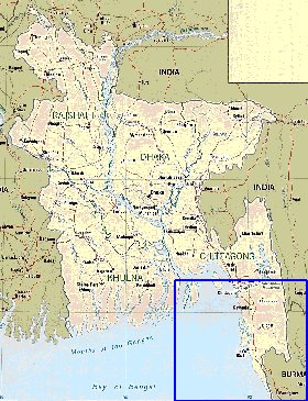 Administrativa mapa de Bangladesh