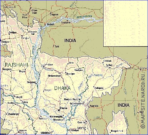 Administrativa mapa de Bangladesh