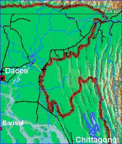 mapa de Bangladesh em ingles