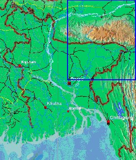 mapa de Bangladesh em ingles