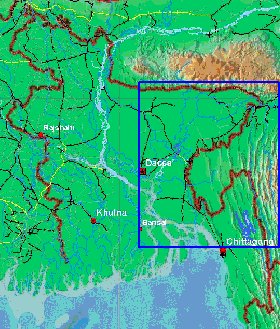 mapa de Bangladesh em ingles