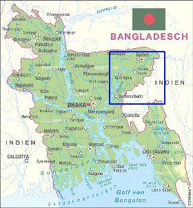 mapa de Bangladesh em alemao