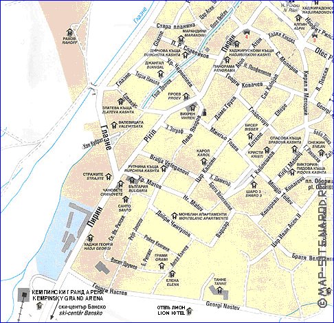 mapa de Bansko em ingles