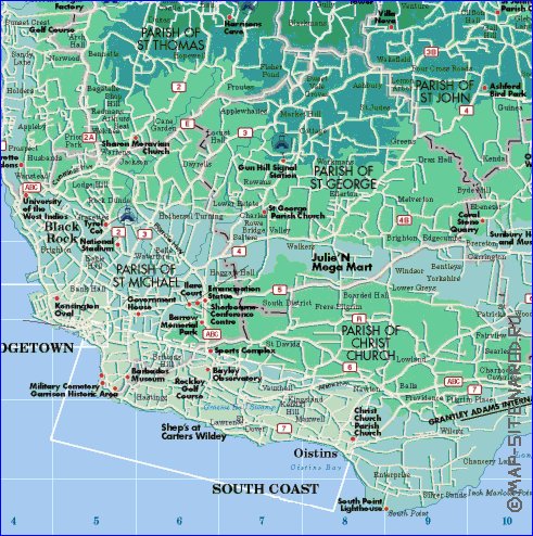 Administrativa mapa de Barbados