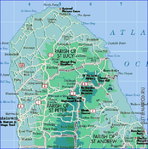 Administrativa mapa de Barbados