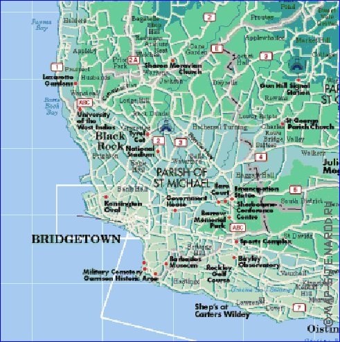 Administrativa mapa de Barbados