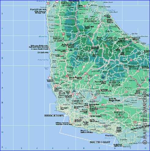 Administratives carte de Barbade