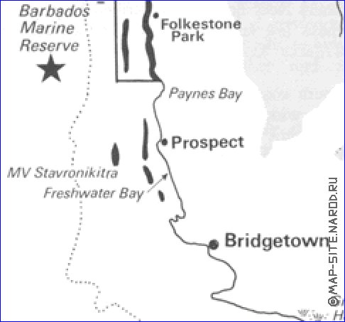 mapa de Barbados em ingles