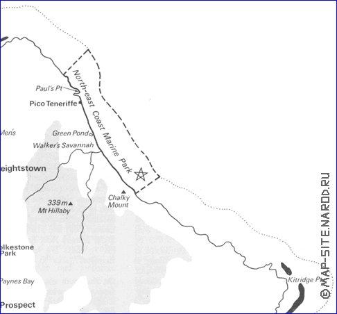 mapa de Barbados em ingles