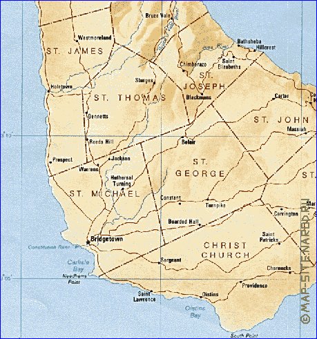 mapa de Barbados