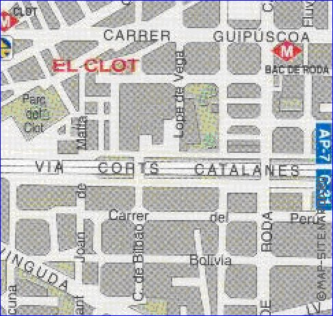 carte de Barcelone en espagnol