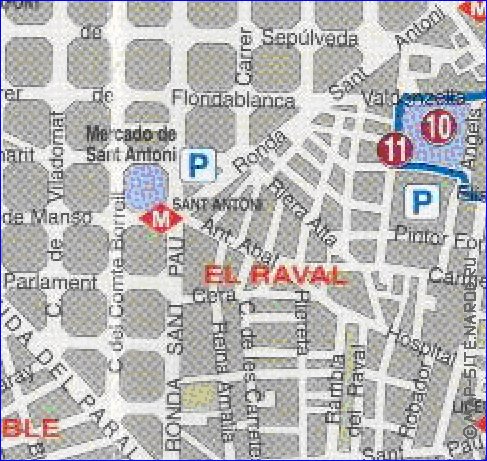 carte de Barcelone en espagnol